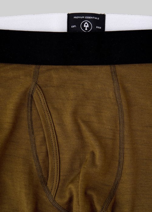 Men's Merino Boxer Brief | Two Layers Fabric | Front Pouch Adjacent Flatlock Seams | Temperature-Regulating