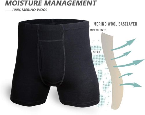 Men's Merino Wool Boxer Briefs | Hiking Running Workout | Temperature Regulation | Wicking Breathable Underwear
