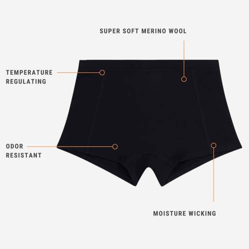 Women's Ridge Merino Wool Boy Short | 170 GSM Fabric Weight | No-Flip Waistband Construction