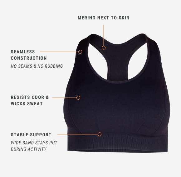 Women's Seamless Merino Wool Sports Bra | Sweat-Wicking | Naturally Antibacterial