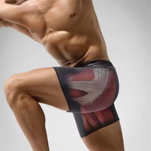 Athletic Men Long Boxer Underwear | U Convex Mesh Breathable | Wear-Resistant Legs Men Boxershorts