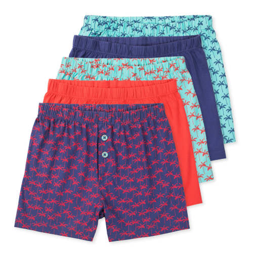 Boys Boxer Underwear | Soft Pre-Washed Knit Cotton | No Harmful Chemicals | Faux Fly With Button