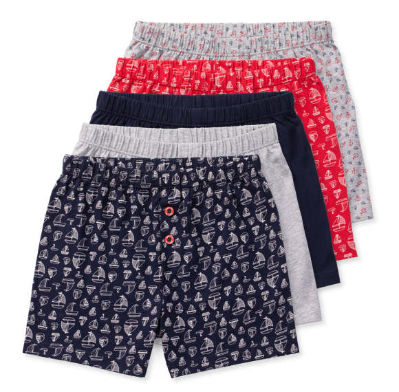 Boys Boxer Underwear | Soft Pre-Washed Knit Cotton | No Harmful Chemicals | Faux Fly With Button