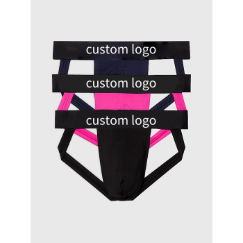 Mens Jockstrap Underwear Wide Belt Athletic Supporter | 3-Pack Intense Power Pride Logo | Men's Jockstrap Underwear