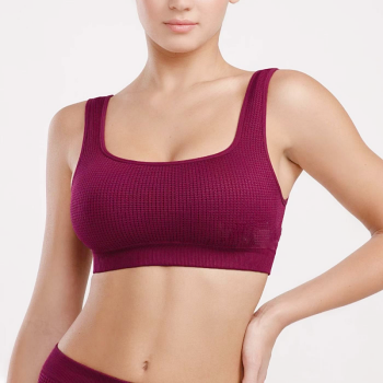 Waffle Backless Women's Tank Top Bra | Push Up Sport | Square Neck Compression High Impact