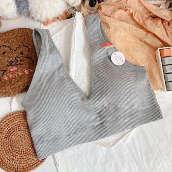 U Back Wireless Medium Impact Sports Bra | Padded Workout Yoga Bra | Women's Ribbed Crop Top