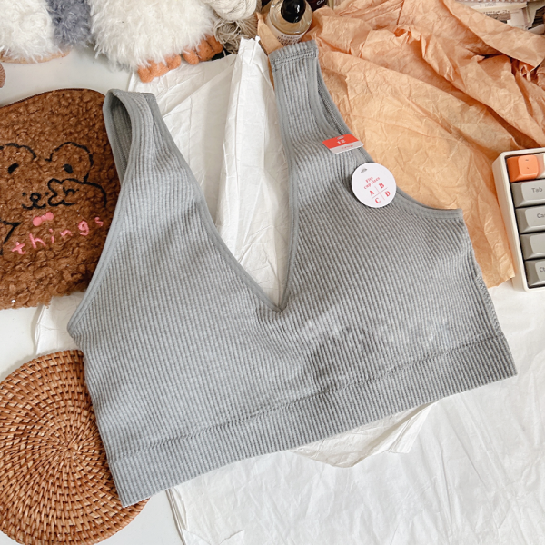 U Back Wireless Medium Impact Sports Bra | Padded Workout Yoga Bra | Women's Ribbed Crop Top