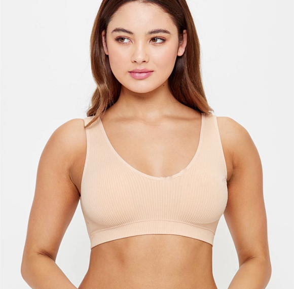 U Back Wireless Medium Impact Sports Bra | Padded Workout Yoga Bra | Ribbed Crop Top