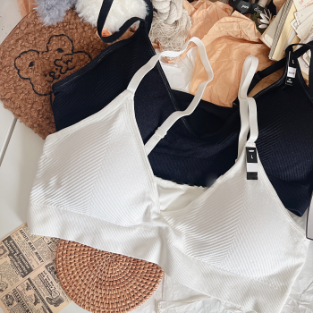 Women's Girls' Seamless V-Neck Crop Bra | Removable Padded Wire Free | Seamless Support