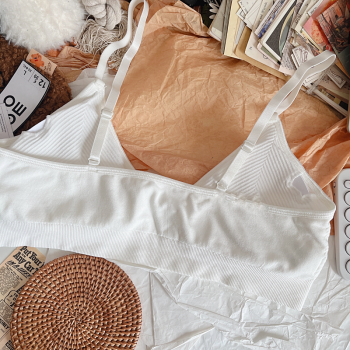 Women's Girls' Seamless V-Neck Crop Bra | Removable Padded Wire Free | Seamless Support