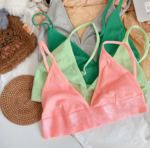 Seamless Ribbed V-Neck Bralette | Wireless Padded Sleep Bras | Plunge Unlined Seamless