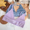 Seamless Ribbed V-Neck Bralette | Wireless Padded Sleep Bras | Plunge Unlined Seamless