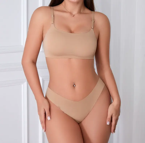 Plus Size Seamless Lingerie Set 2 Piece Bra And Panty | Breathable Ultra-Thin | Push Up Bra Panty With Adjustable Straps