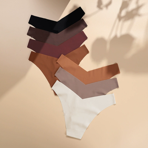 Slip invisible sans coutures pour femme | Culotte invisible taille basse coupe V | Uni, simple, légèrement extensible