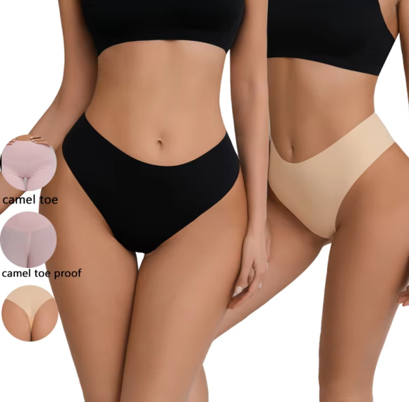 High Waisted High Cut Thong Bikini Bottom | Cheeky Coverage Swimwear Separates | Casual Solid Briefs Women