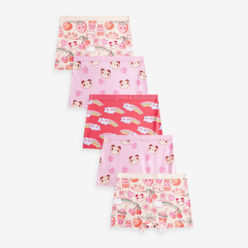 Custom Girls' Underwear Panties | Pink Panda Stampy Short Boxers | High Rise Full Coverage Shape