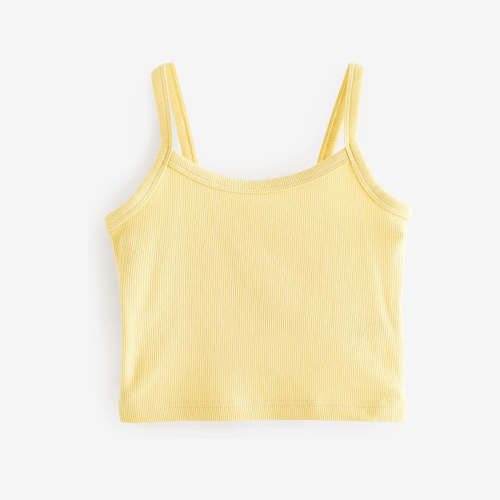 Multi Pastel Cami Cropped Girls's Vest | Spaghetti Strap Ribbed Knit | Sleeveless Casual Basic Cami Top