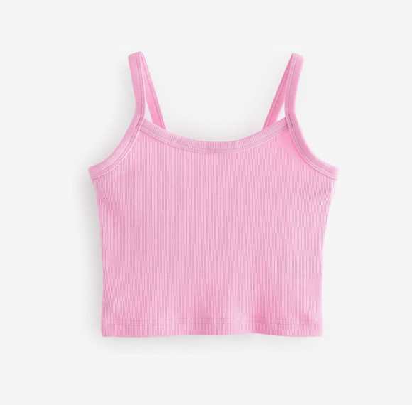 Multi Pastel Cami Cropped Girls's Vest | Spaghetti Strap Ribbed Knit | Sleeveless Casual Basic Cami Top