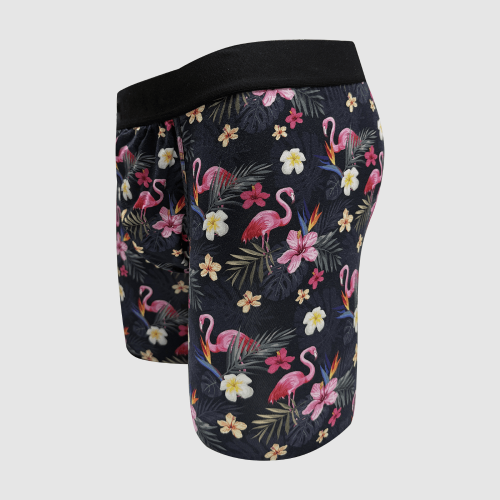 Wholesale Men's Flamingo Boxer Brief Underwear | Stretch Breathable Boxer | Mid Rise Elastic Waistband