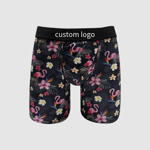 Wholesale Men's Flamingo Boxer Brief Underwear | Stretch Breathable Boxer | Mid Rise Elastic Waistband