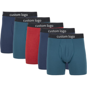 Men's Underwear Cotton Stretch | Men's Boxer Briefs Trunk | Contoured Pouch Open Fly