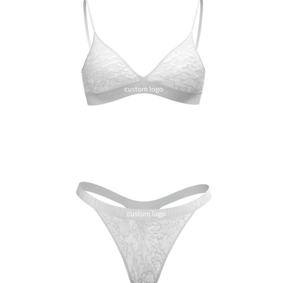 White Lace Women's Underwear Set | 2-Piece Lace Lingerie Set | Adjustable Straps | Wireless Bra