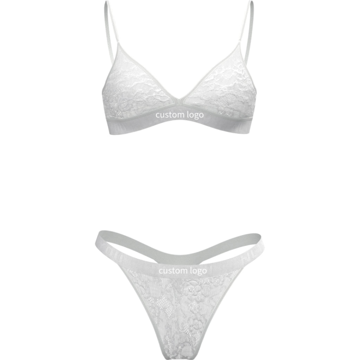 White Lace Women's Underwear Set | 2-Piece Lace Lingerie Set | Adjustable Straps | Wireless Bra