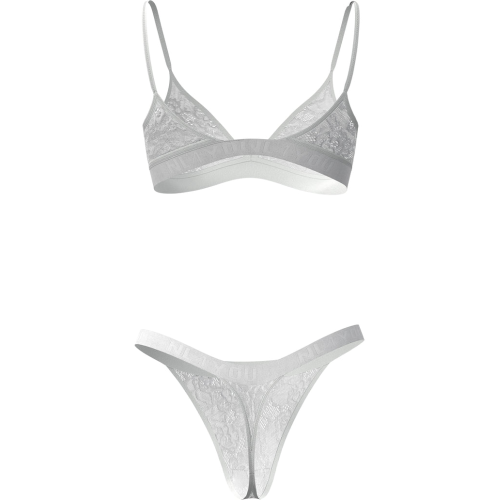 White Lace Women's Underwear Set | 2-Piece Lace Lingerie Set | Adjustable Straps | Wireless Bra