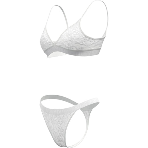White Lace Women's Underwear Set | 2-Piece Lace Lingerie Set | Adjustable Straps | Wireless Bra