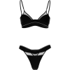 Black Tulled Women's Underwear Set | Triangle Cotton Set Of Bralette & Thong/Briefs | Adjustable Straps | Removable Pads