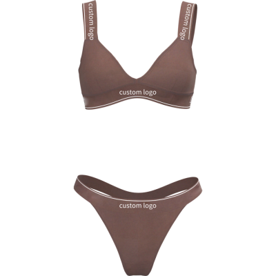 Triangle Organic Cotton Underwear Set | Bralette & Thong/Briefs | Adjustable Straps | Removable Pads