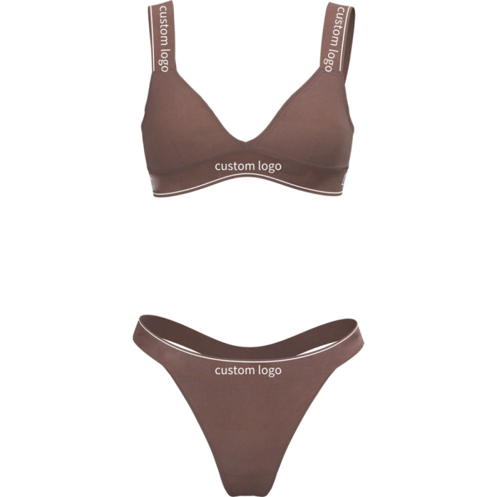 Triangle Organic Cotton Underwear Set | Bralette & Thong/Briefs | Adjustable Straps | Removable Pads