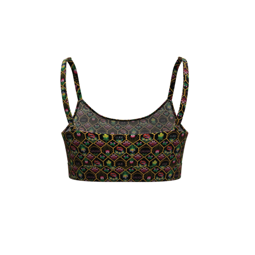 Women's Western Floral Pattern Bralette | Tank Tops Printed Padded Crop | Moisture Wicking Breathable