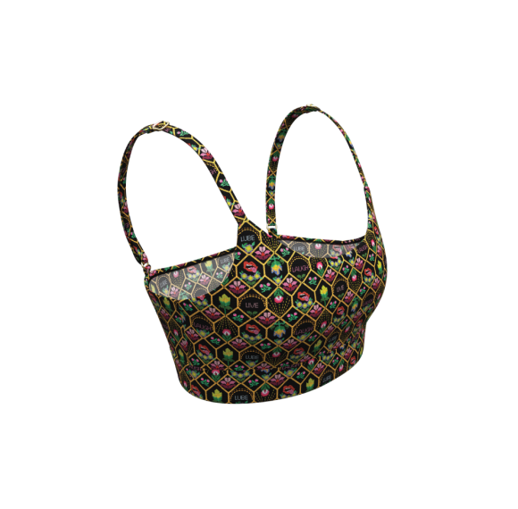 Western Floral Pattern Women's Bralette | Tank Tops Printed Padded Crop | Moisture Wicking Breathable