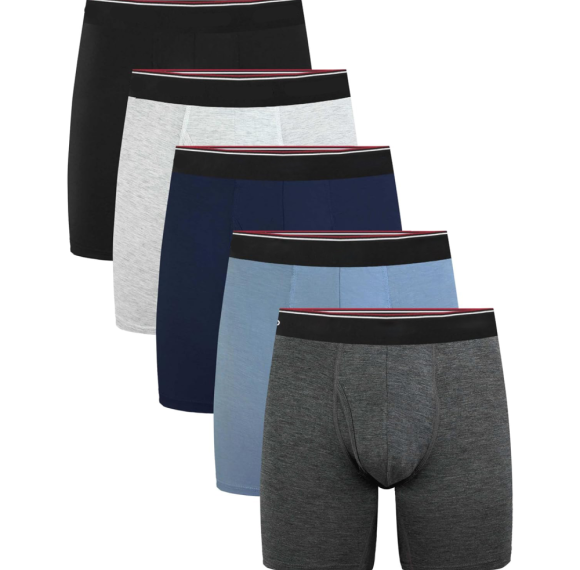 Mens Boxer Briefs 6 Inch | Moisture Wicking Underwear | Open Fly Bamboo Fabric