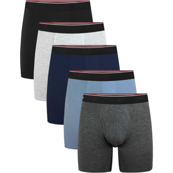 Mens Boxer Briefs 6 Inch | Moisture Wicking Underwear | Open Fly Bamboo Fabric