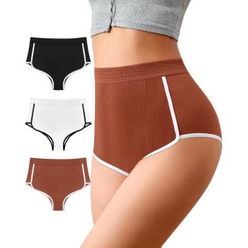 Womens Cotton Underwear Briefs | High Waisted Slight Tummy Control Panties | Soft Breathable Full Coverage Briefs