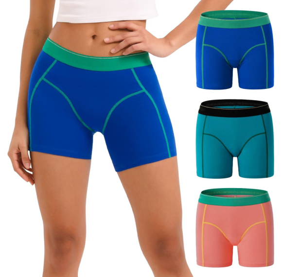 Women's 4" Inseam Boxers Briefs | Cotton Boyshorts Underwear | Ladies Panties | For Sports Workouts