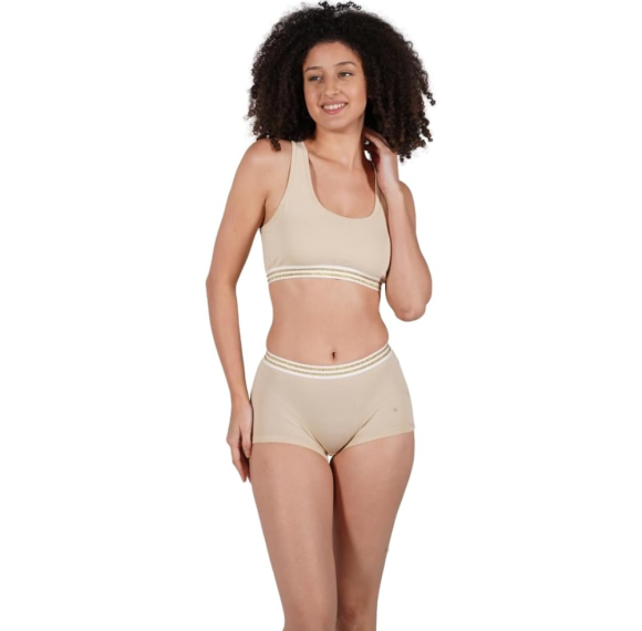 Women's Organic Cotton Soft Underwear Set | Boxer Briefs and Crop Top Racerback Bra Set | Panties In Gift Bag