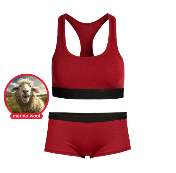 Women's Organic Cotton Soft Underwear Set | Boxer Briefs and Crop Top Racerback Bra Set | Panties In Gift Bag