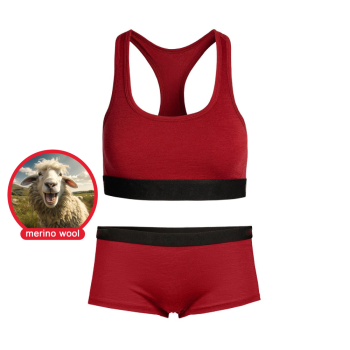 Soft Women's Merino Wool Underwear Set | Boxer Briefs and Crop Top Racerback Bra Set | Panties In Gift Bag