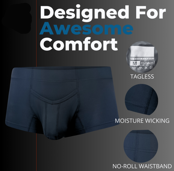 Nylon 3in Men's Boxer Briefs with V-Fly | Men Bulge Enhancing Pouch Underwear | Luxury Lightweight Sturdy