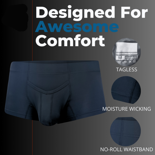 Nylon 3in Men's Boxer Briefs with V-Fly | Men Bulge Enhancing Pouch Underwear | Luxury Lightweight Sturdy