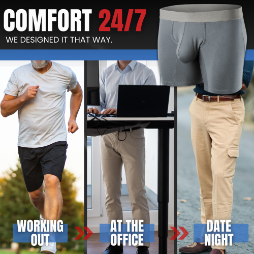 Modal 7in Men's Boxer Briefs | Men Bulge Enhancing Pouch Underwear | Tagless Design | Super Comfortable And Lightweight