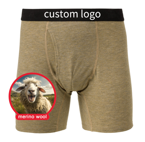 Custom Logo Men's Underwear | Merino Wool Boxer Briefs | Soft Quick Drying