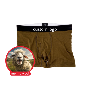 Men's Merino Boxer Brief | Two Layers Fabric | Front Pouch Adjacent Flatlock Seams | Temperature-Regulating