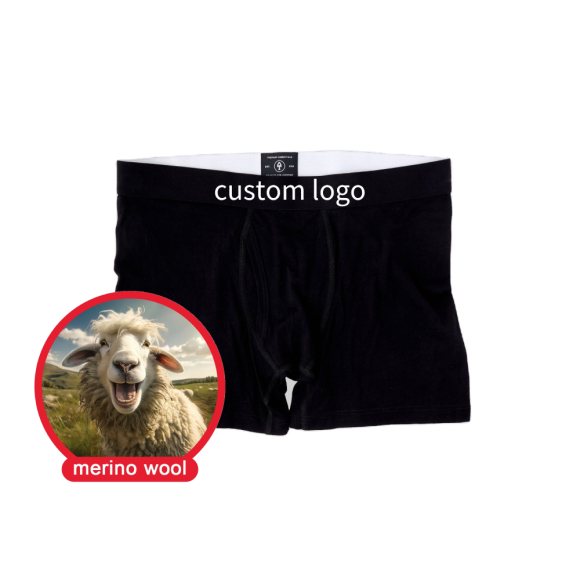 Men's Merino Boxer Brief | Two Layers Fabric | Front Pouch Adjacent Flatlock Seams | Temperature-Regulating