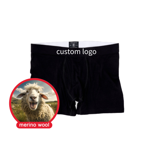 Men's Merino Boxer Brief | Two Layers Fabric | Front Pouch Adjacent Flatlock Seams | Temperature-Regulating