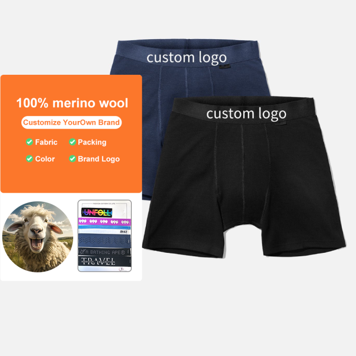 Men's Merino Wool Boxer Briefs | Antibacterial Moisture-Wicking | Temperature Regulation | Fast Drying