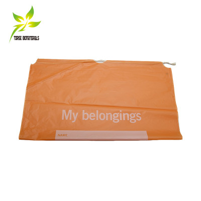Compostable Biodegradable PLA Plastic Patient Bag with Drawstring for Hospital Patient Own Personal Belongings